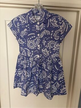 Esprit Girls' Blue & White Button-Front Printed Dress